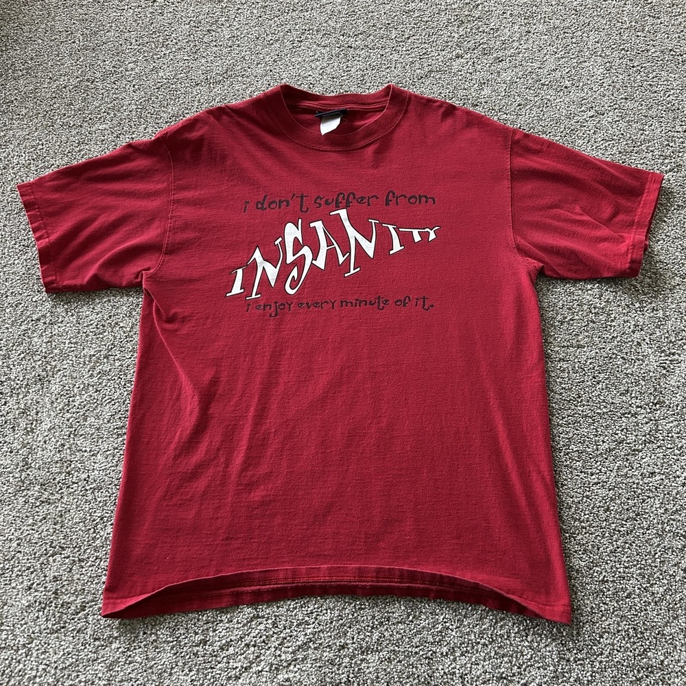 Y2K JanSport Insanity Quote Shirt Mens Large Red Funny Novelty Tee T-Shirt